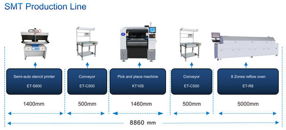 Μέγιστο 500*470mm Προσαρμοσμένο SMT Pick And Place Machine 48000 CPH SMT Mounter