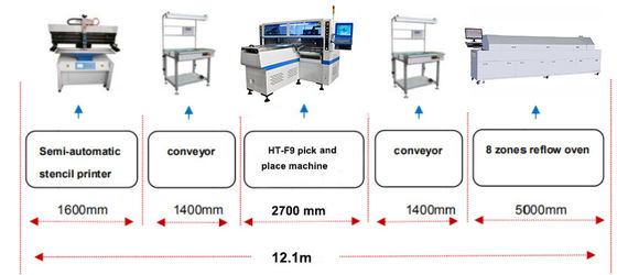 250K ταχύτητα SMT Pick and Place Machine Ηλεκτρονική τροφοδοσία για PCB μέγιστο μέγεθος 1200 * 330mm