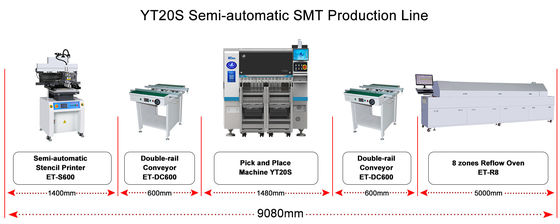20 κεφαλές SMT Pick And Place Machine Δωρεάν αναβάθμιση λογισμικού Πολυλειτουργικό